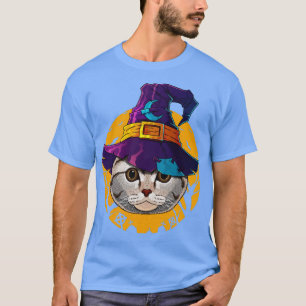 Scottish Fold Witch Cat Funny Halloween Costume Cr T-Shirt