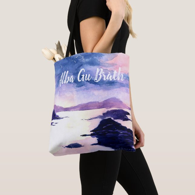 Scottish Gaelic Customisable Watercolour Tote Bag (Close Up)