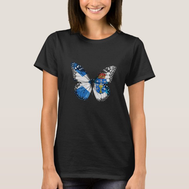 Scottish Galician Flag Butterfly T-Shirt (Front)