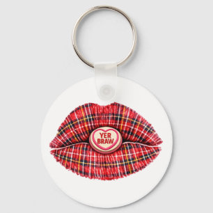 Scottish Gift Tartan Lips Love Pop Art Key Ring