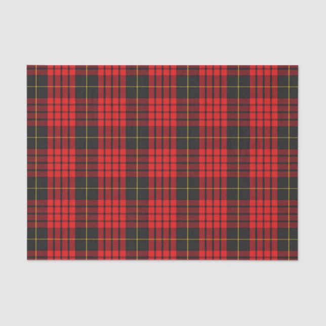 Scottish Gifts Clan MacQueen Red and Black Tartan Tissue Paper (Front)