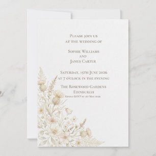 Scottish Gold Wildflower Botanical Corner Wedding Invitation