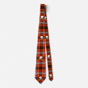 Scottish goth skulls plaid tie