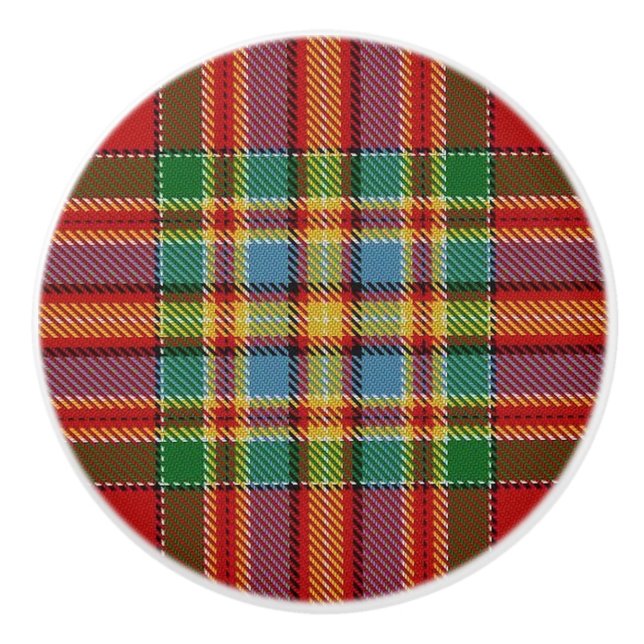 Scottish Grandeur Clan Chattan Tartan Plaid Ceramic Knob (Front)