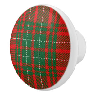 Scottish Grandeur Clan Cumming Red Tartan Plaid Ceramic Knob
