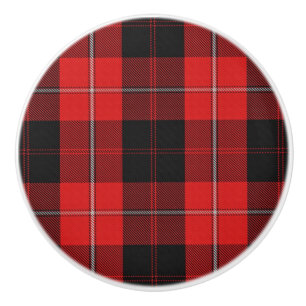 Scottish Grandeur Clan Cunningham Tartan Plaid Ceramic Knob