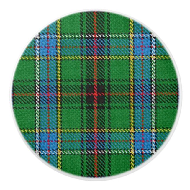 Scottish Grandeur Clan Duncan Tartan Plaid Ceramic Knob (Front)