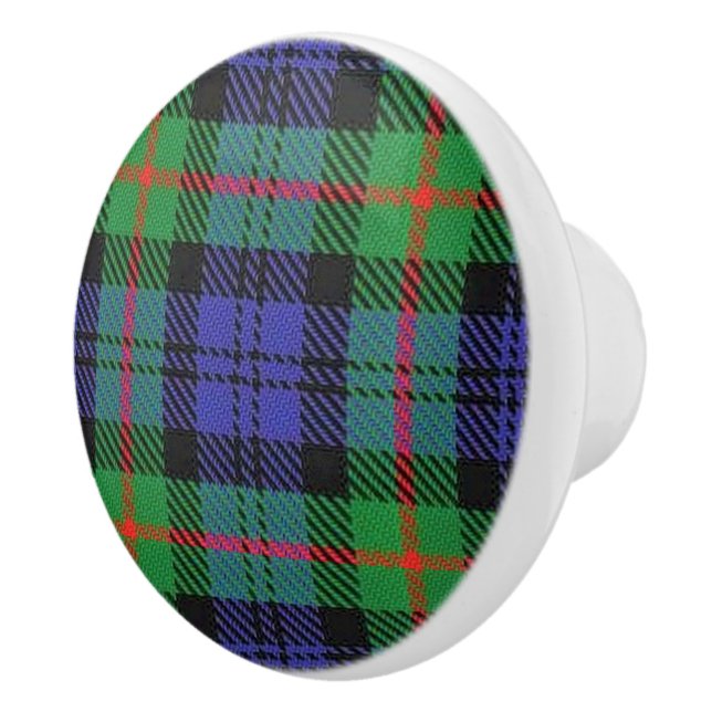 Scottish Grandeur Clan Murray Tartan Plaid Ceramic Knob (Right)