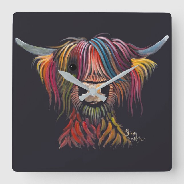 Scottish Hairy Highland Cow ' OLIVER ' Wall Clock (Front)