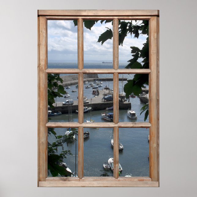 Scottish Harbour View from a Window Poster (Front)