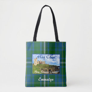 Scottish Hay Clan's Castle Tartan Name Tote Bag