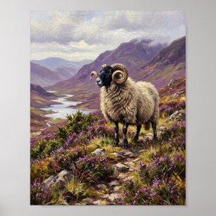 Scottish Highland Blackface Sheep Moor I Poster