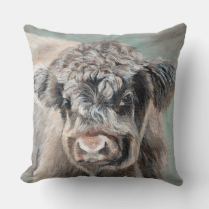 Scottish Highland Calf on Green Cushion