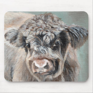 Scottish Highland Calf on Green Mouse Mat