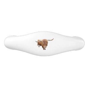 Scottish highland cattle ceramic drawer pull