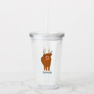 Scottish Highland Cattle Cow Graphic Personalised Acrylic Tumbler
