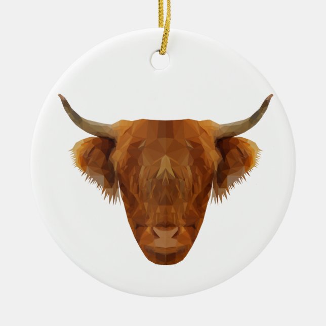 Scottish Highland Cattle Scotland Animal Cow Ceramic Tree Decoration (Front)