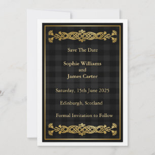 Scottish Highland Claymore Crossed Swords Grey Tar Save The Date