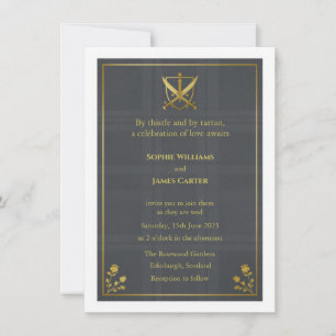 Scottish Highland Claymore Crossed Swords Tartan W Invitation