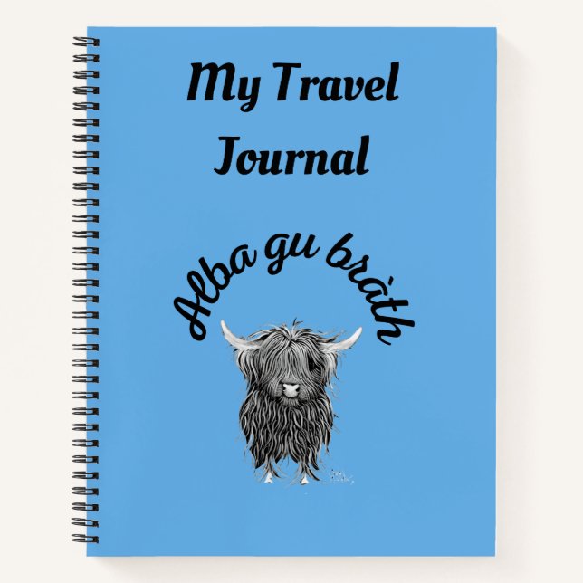 Scottish Highland Coo Travel Journal Spiral (Front)