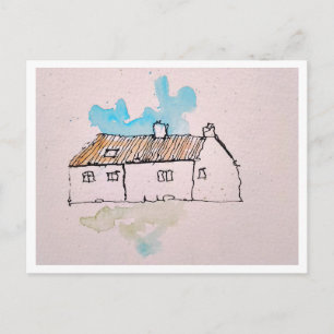 Scottish Highland Cottage Art Postcard
