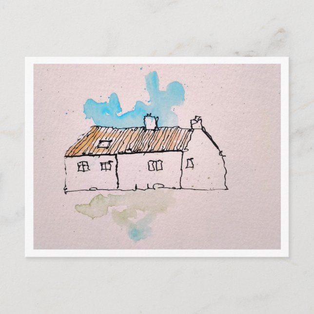 Scottish Highland Cottage Art Postcard (Front)