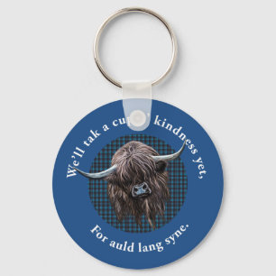 Scottish Highland Cow. Auld Lang Syne. Key Ring