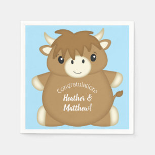Scottish Highland Cow Baby Shower Blue Napkin