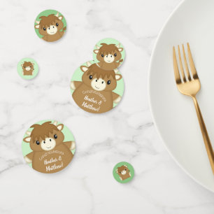 Scottish Highland Cow Baby Shower Green Confetti