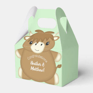 Scottish Highland Cow Baby Shower Green Favour Box