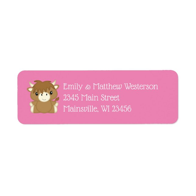 Scottish Highland Cow Baby Shower Pink (Front)