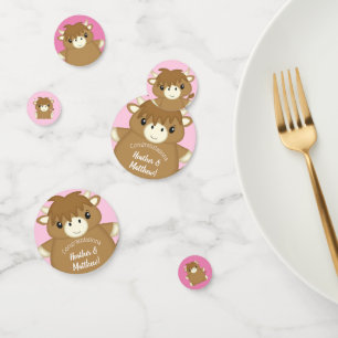 Scottish Highland Cow Baby Shower Pink Confetti