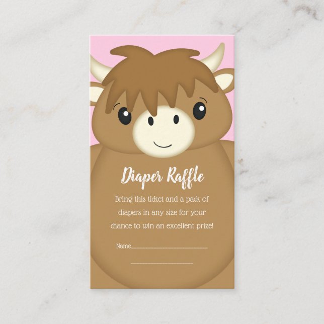 Scottish Highland Cow Baby Shower Pink Enclosure Card (Front)