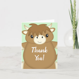 Scottish Highland Cow Baby Shower Thank You Card