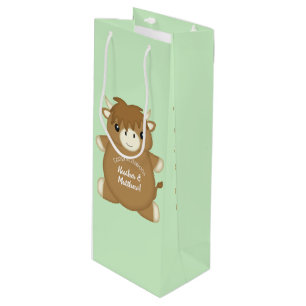 Scottish Highland Cow Baby Shower Wine Gift Bag