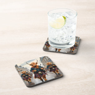 Scottish Highland Cow Bagpipe Parade, Coaster