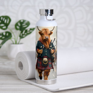 Scottish Highland Cow Bagpipe Parade, Water Bottle