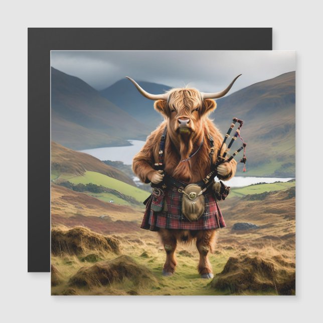 Scottish Highland Cow Bagpiper,  (Front/Back)