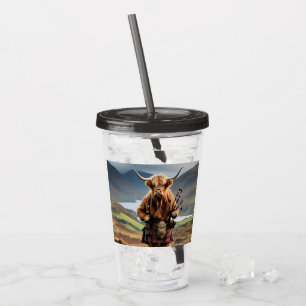 Scottish Highland Cow Bagpiper, Acrylic Tumbler