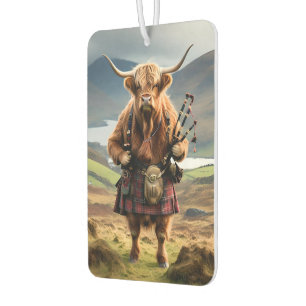 Scottish Highland Cow Bagpiper,  Car Air Freshener