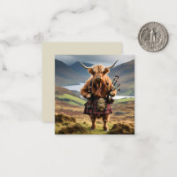 Scottish Highland Cow Bagpiper,
