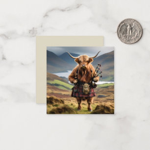 Scottish Highland Cow Bagpiper, Card
