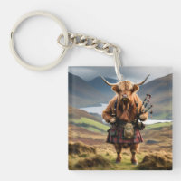 Scottish Highland Cow Bagpiper,