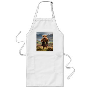 Scottish Highland Cow Bagpiper, Long Apron