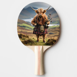 Scottish Highland Cow Bagpiper, Ping Pong Paddle