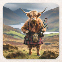 Scottish Highland Cow Bagpiper,