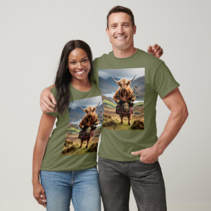 Scottish Highland Cow Bagpiper,  T-Shirt
