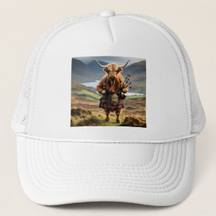 Scottish Highland Cow Bagpiper, Trucker Hat