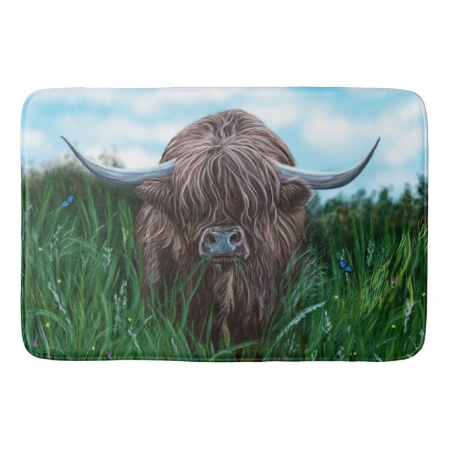 Scottish Highland Cow Bath Mat (Front)