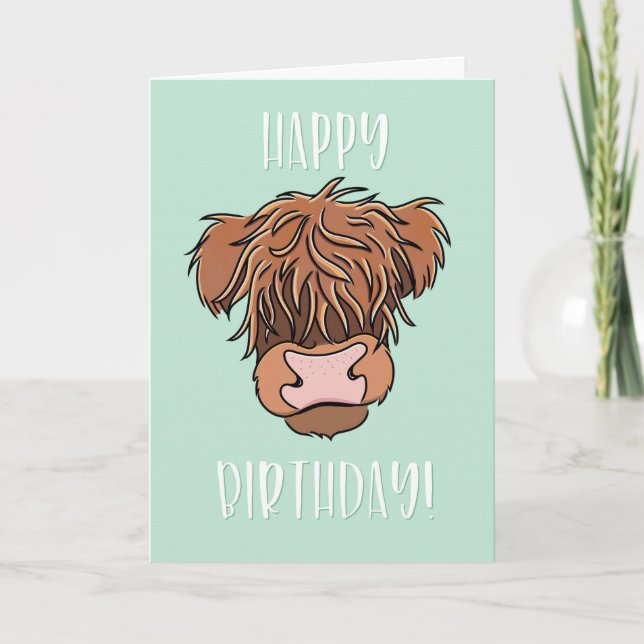 Scottish Highland Cow, Birthday Money Holder Card (Front)